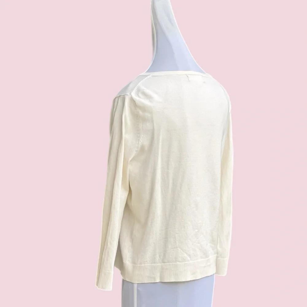 philosophy Cream Off White Light Knit Jacket Cardigan Large Lg - Picture 3 of 9